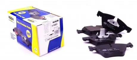 181683 Колодки гальмівні (передні) BMW 3 (E90/E91/E92) 07-13/5 (E60/E61) 03-10/X1 (E84) 09-15 (кріпл.51мм) ICER підбір по vin на Brocar