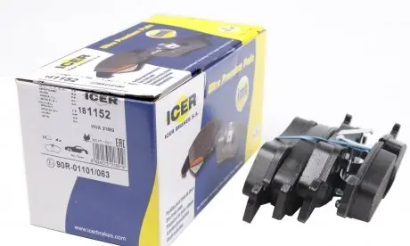 181152 Колодки гальмівні (передні) Opel Astra F 91-98/Kadett E 87-93/Vectra A/B 88-03 ICER підбір по vin на Brocar