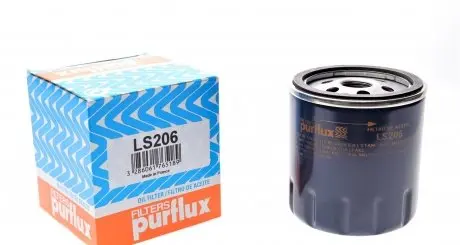 LS206 Фильтр масляный Opel 85- (benzin) (h=85mm) PURFLUX подбор по vin на Brocar