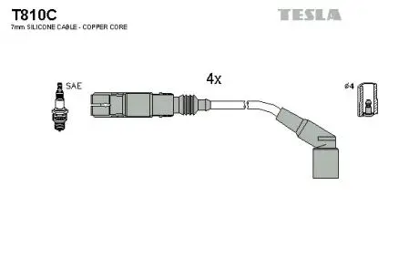 T810C Комплект кабелів запалювання TESLA підбір по vin на Brocar