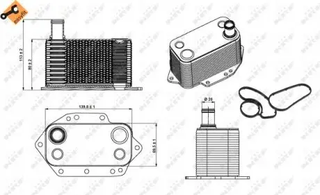 31281 Радіатор масляний BMW 3 (E90/E93)/5 (E60/E61)/6 (E63/E64) 02-13 (теплообмінник) NRF підбір по vin на Brocar