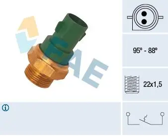 37240 Датчик увімкнення вентилятора Ford Escort/Mondeo 1.0-2.3 82-00 (88°C-95°C) FAE підбір по vin на Brocar
