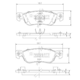 J3619000 Гальмівні колодки дискові NIPPARTS підбір по vin на Brocar