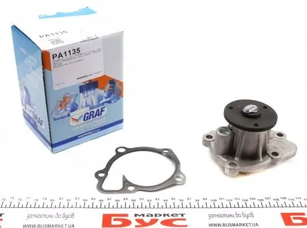 PA1135 Помпа води Citroen C4/Mitsubishi Lancer VIII/Outlander/Peugeot 4007 1.8/2.0/2.4/4WD 08- (B/B)(6 лоп) GRAF підбір по vin на Brocar