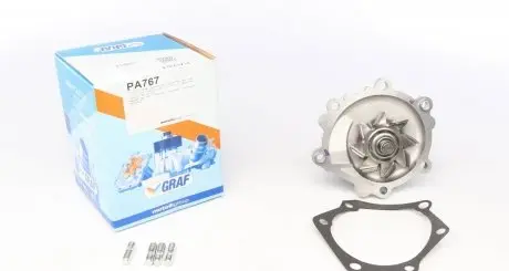 PA767 Помпа води Toyota Land Cruiser 2.4TD 90-93/Land Cruiser Prado 3.0D 02- (R/B) (8 лоп) GRAF підбір по vin на Brocar