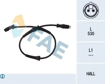 78099 Датчик ABS (передний) Renault Megane/Scenic 1.5/1.9 dCi 03- (L=530mm) FAE подбор по vin на Brocar