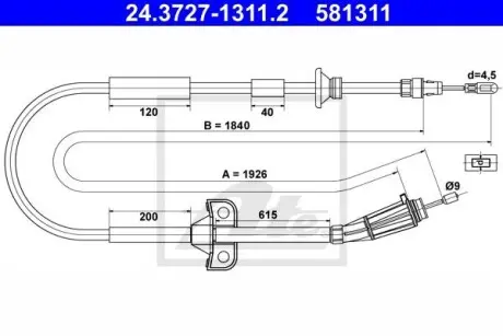 24372713112 Трос ручного тормоза ATE подбор по vin на Brocar