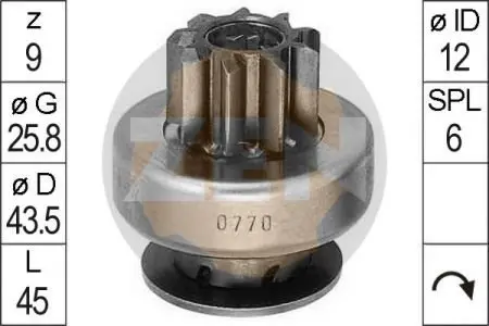 ZN0770 Бендикс стартера ZEN подбор по vin на Brocar