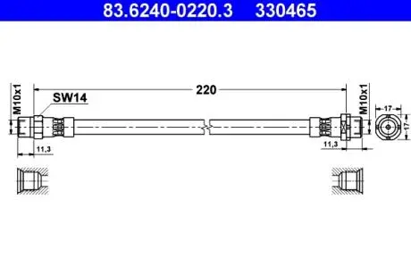 83624002203 Гальмівний шланг ATE підбір по vin на Brocar
