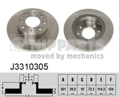 J3310305 Тормозные диски NIPPARTS підбір по vin на Brocar