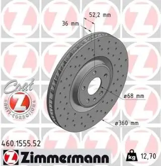 460155552 Тормозные диски ZIMMERMANN підбір по vin на Brocar