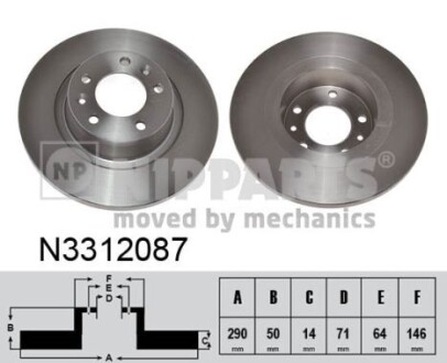 N3312087 Гальмівні диски NIPPARTS підбір по vin на Brocar