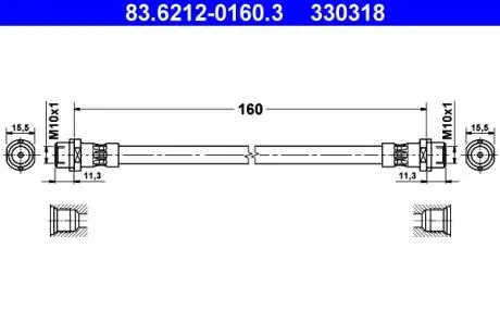 83621201603 Шланг гальмівний ATE підбір по vin на Brocar