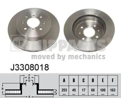 J3308018 Гальмівні диски NIPPARTS підбір по vin на Brocar