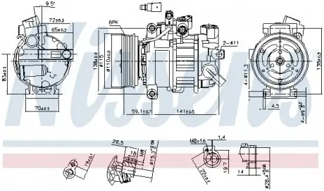 890551 Компресор кондиціонера NISSENS підбір по vin на Brocar