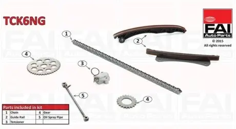 TCK6NG К-кт ГРМ Fiat Dodlo 1.3 JTD 16V 05.04- (2 шестерні+цеп+натяжник+2 направляючі) FAI AUTOPARTS підбір по vin на Brocar