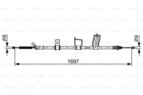 1987482628 Трос ручника (задній) (R) Renault Koleos 2.0 dCi 08-16 (1697mm) BOSCH підбір по vin на Brocar