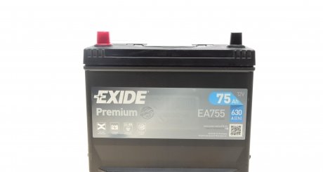 EA755 Аккумуляторная батарея 75Ah/630A (270x173x222/+L/B01) Premium Азия EXIDE підбір по vin на Brocar