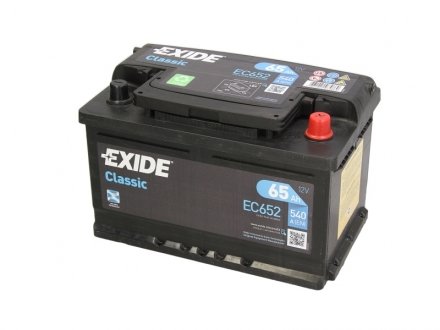EC652 Аккумуляторная батарея 65Ah/540A (278x175x175/+R/B13) CLASSIC EXIDE подбор по vin на Brocar