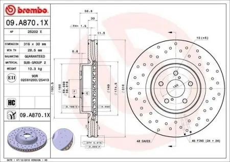 09A8701X Гальмівні диски BREMBO підбір по vin на Brocar