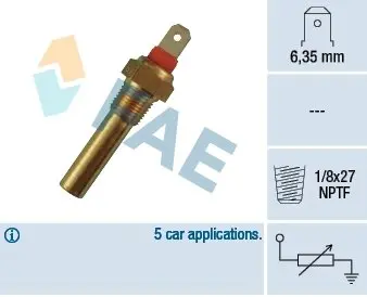 31640 Датчик, температура охолоджуючої рідини FAE підбір по vin на Brocar