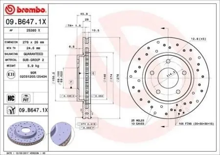 09B6471X Гальмівні диски BREMBO підбір по vin на Brocar