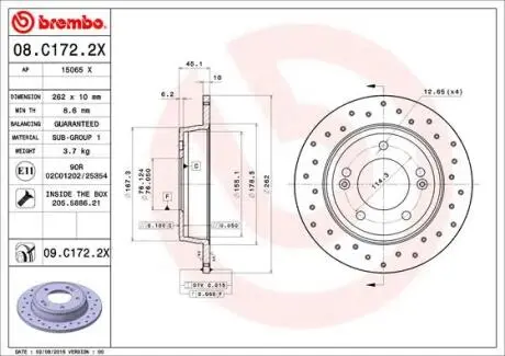 08C1722X Гальмівні диски BREMBO підбір по vin на Brocar