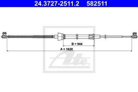 24372725112 Трос, стояночная тормозная система ATE подбор по vin на Brocar