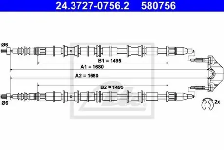 24372707562 Трос, стоянкова гальмівна система ATE підбір по vin на Brocar