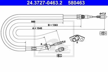 24372704632 Трос, стоянкова гальмівна система ATE підбір по vin на Brocar