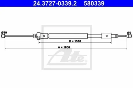 24372703392 Трос, стояночная тормозная система ATE подбор по vin на Brocar