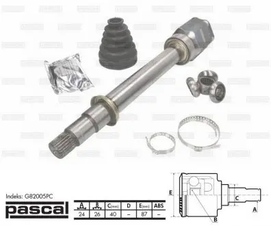G82005PC Шарнирный комплект, приводной вал PASCAL подбор по vin на Brocar