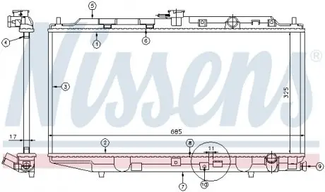 62256 Радіатор, охолодження двигуна NISSENS підбір по vin на Brocar