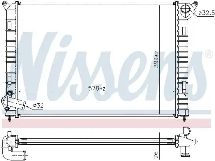 69703A Радиатор, охлаждение двигателя NISSENS підбір по vin на Brocar