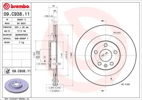 09C93811 Диск тормозной BREMBO подбор по vin на Brocar