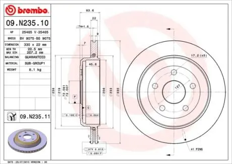09N23511 Tarcza ham. G.CHEROKEE 10- 18 BREMBO підбір по vin на Brocar