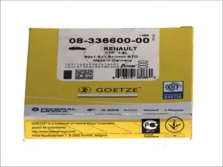 0833660000 Кільця поршневі (набір) GOETZE підбір по vin на Brocar