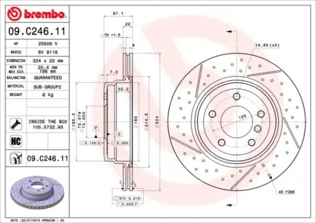 09C24611 Тормозной диск BREMBO подбор по vin на Brocar