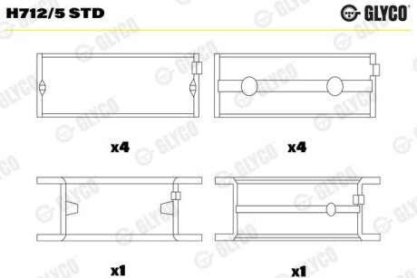 H7125STD Вкладиші корінні MB 609 OM364 (STD) GLYCO підбір по vin на Brocar