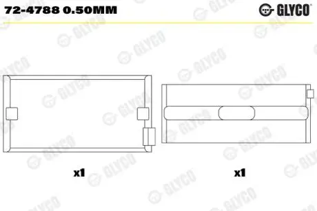 724788050MM Підшипник коленвала GLYCO підбір по vin на Brocar