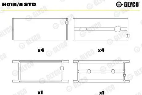 H0165STD Вкладиші GLYCO підбір по vin на Brocar