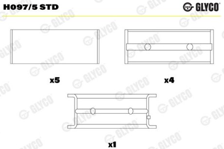 H0975STD Подшипник коленвала GLYCO подбор по vin на Brocar