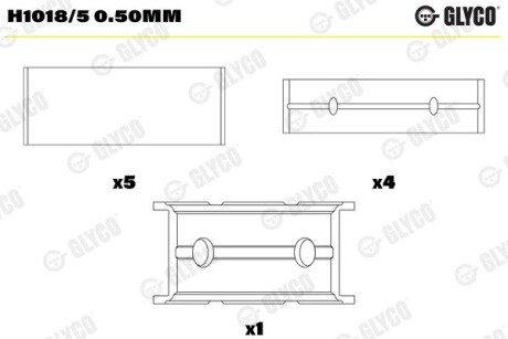 H10185050MM Подшипник коленвала GLYCO подбор по vin на Brocar