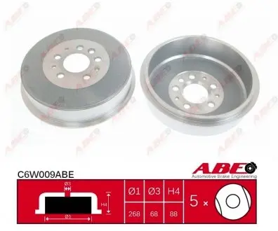 C6W009ABE Тормозной барабан ABE підбір по vin на Brocar