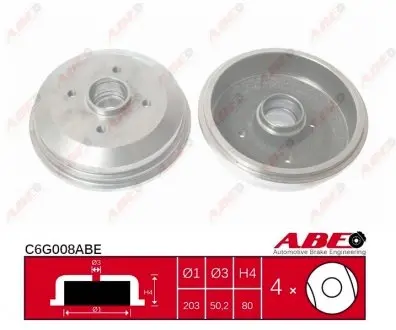 C6G008ABE Гальмівний барабан ABE підбір по vin на Brocar