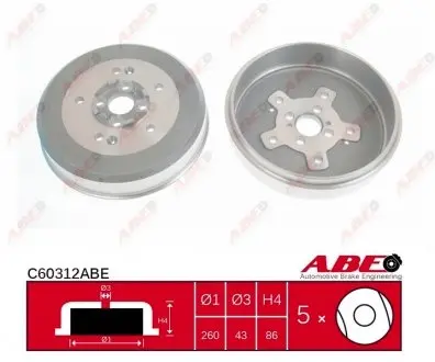 C60312ABE Тормозной барабан ABE подбор по vin на Brocar
