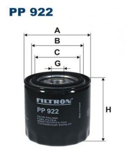 PP922 Топливный фильтр FILTRON підбір по vin на Brocar