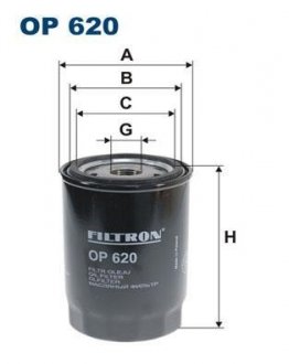 OP620 Фильтр масляный d=90mm, h=125mm, d2=60mm, M20x1,5 FILTRON підбір по vin на Brocar