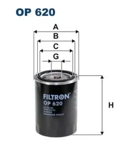 OP620 Фильтр масляный d=90mm, h=125mm, d2=60mm, M20x1,5 FILTRON подбор по vin на Brocar