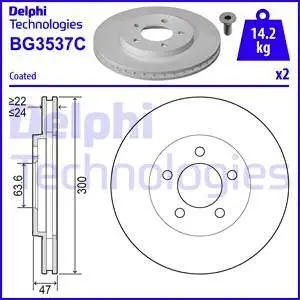 BG3537C Гальмівний диск DELPHI підбір по vin на Brocar